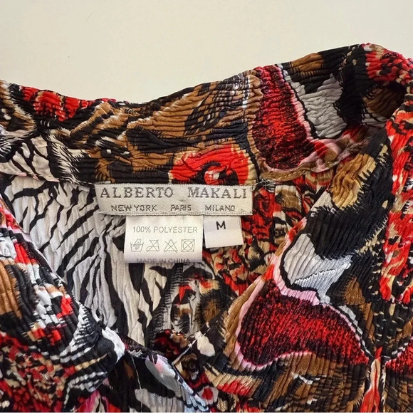 Alberto Malaki-Button Up-Sequin-Shirt- Red-Pink-Black-Brown-Colorful-Women’s M - Picture 5 of 10